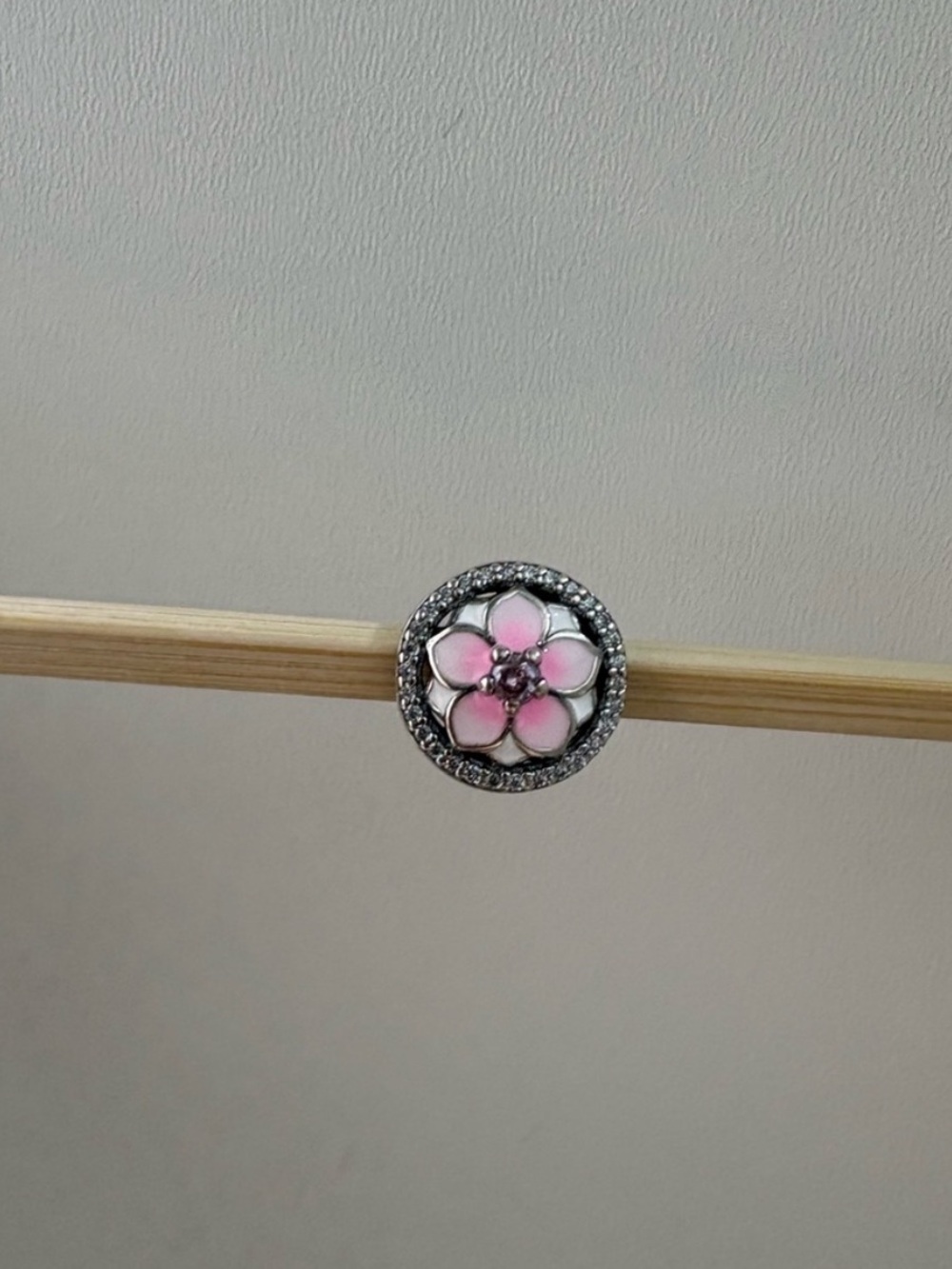 Pandora Sterling Silver Pink Enamel Flower Charm